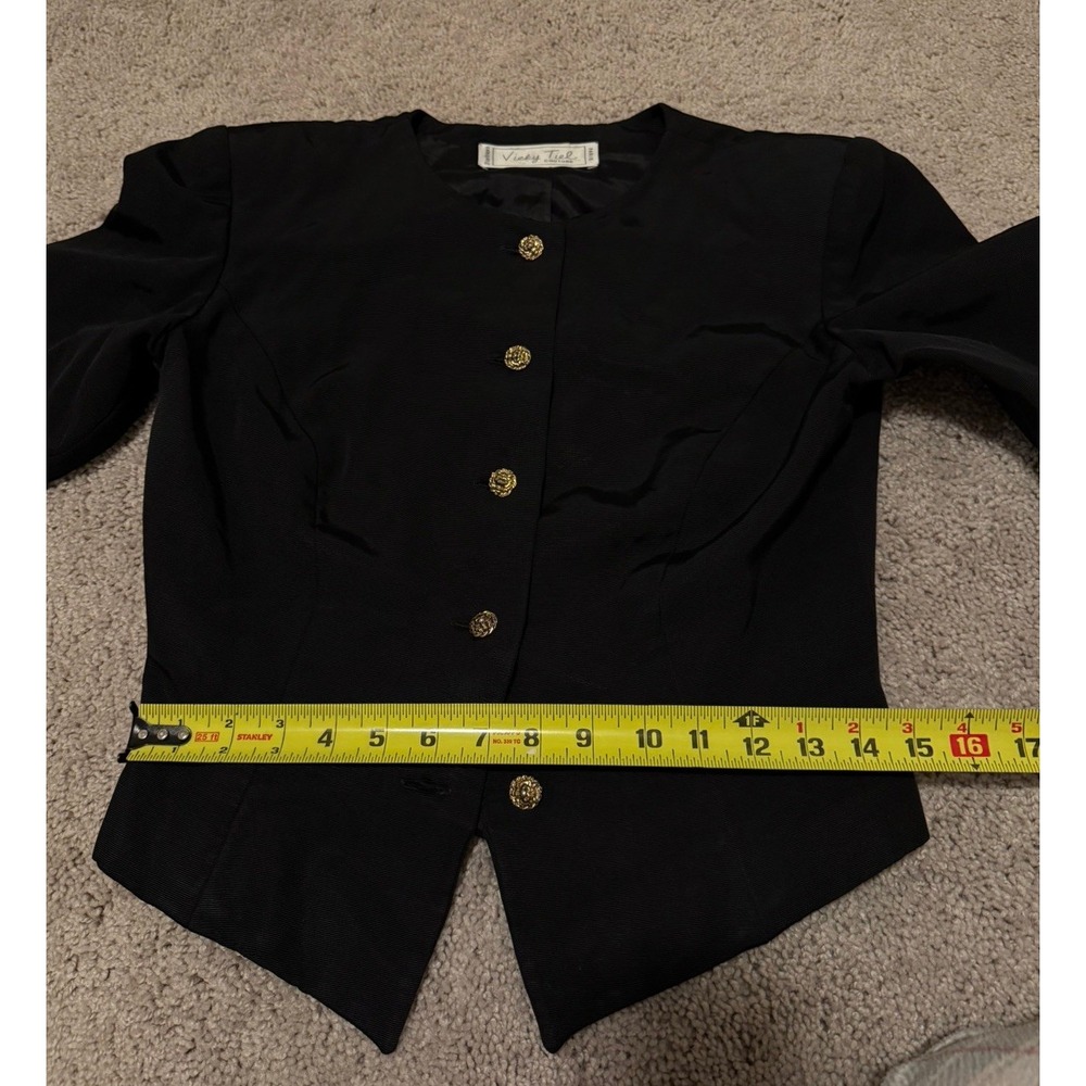 Vintage vicky tiel couture blazer Black Size Xs/s Gold Buttons‎ Elegant Paris - Picture 2 of 12